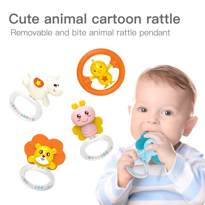 Baby Musical Crib Mobile with Night Lights and Relaxing Music,Hanging Rotating Animals Rattles,Stars Projection,Remote Control,for Boy Girl Newborn Baby Toys（Pink）-CubbioJoy