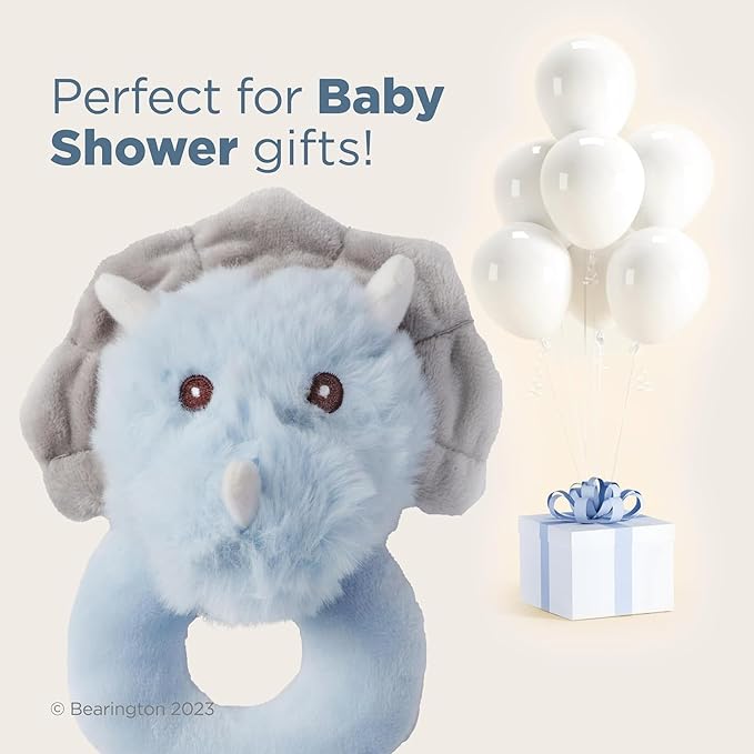 Bearington Collection Bearington Lil' Tracer Plush Stuffed Animal Dinosaur Soft Ring Rattle - 5.5 Inch - Dinosaur Rattle-CubbioJoy