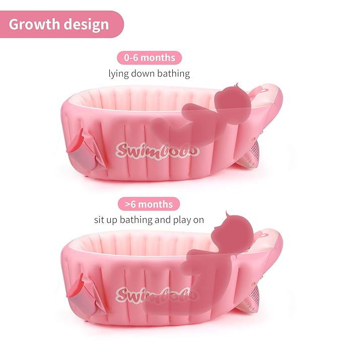 Inflatable Baby Bath Tub Portable Foldable Travel Mini Swimming Pool Helps Infants to Toddler Tub (Pink)-CubbioJoy