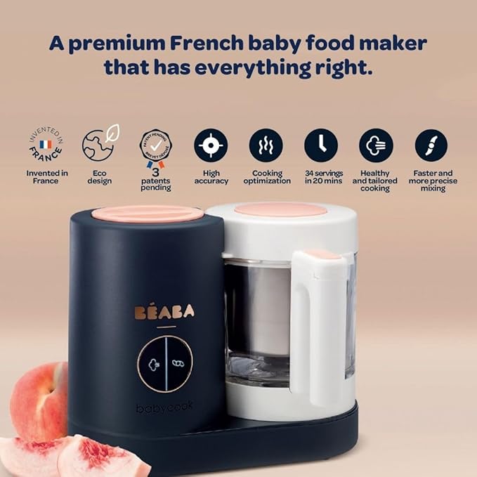 BEABA Babycook Neo Baby Food Maker | Non-Toxic Glass & Stainless Steel | Trusted by Celebrity Moms | Sustainable Baby Food Processor | Global Leader | 34 Servings in 20 Mins-CubbioJoy