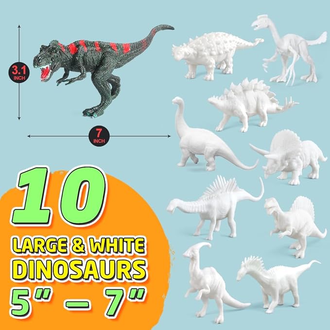 BAODLON Kids Arts Crafts Set Dinosaur Toy Painting Kit - 10 Dinosaur Figurines, Decorate Your Dinosaurs, Create a Dino World Painting Toys Gifts for 5, 6, 7, 8 Year Old Boys Kids Girls Toddlers-CubbioJoy