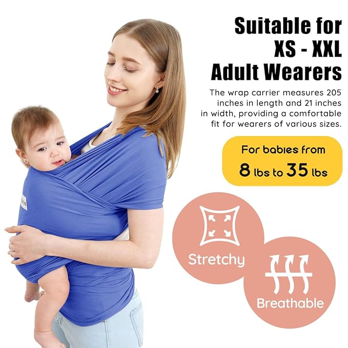 Acrabros Baby Wrap Carrier,Hands Free Baby Carrier Sling,Lightweight,Breathable,Softness,Perfect for Newborn Infants and Babies Shower Gift,Purple-CubbioJoy