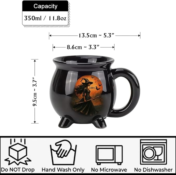 Custom Witch Cauldron Mug, Personalized Witches Brew Halloween Coffee Mug, Halloween Mugs Gifts For Women, Besties, Family, Witches Cauldron, Witch Coffee Mug, Witchy Gifts For Women (2pcs)-CubbioJoy