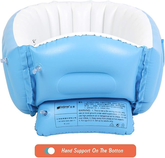 Baby Inflatable Bathtub, Portable Infant Toddler Bathing Tub Non Slip Travel Bathtub Mini Air Swimming Pool Kids Thick Foldable Shower Basin with Air Pump, Blue-CubbioJoy