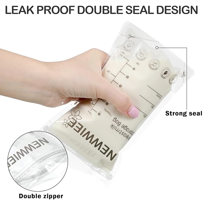 600 Count Breastmilk Storage Bags 7oz Breast Milk Bags for Breastfeeding Self Standing Breastmilk Storing No Leak Double Seal Freezer Storage for Refrigeration and Freezing(Gray)-CubbioJoy