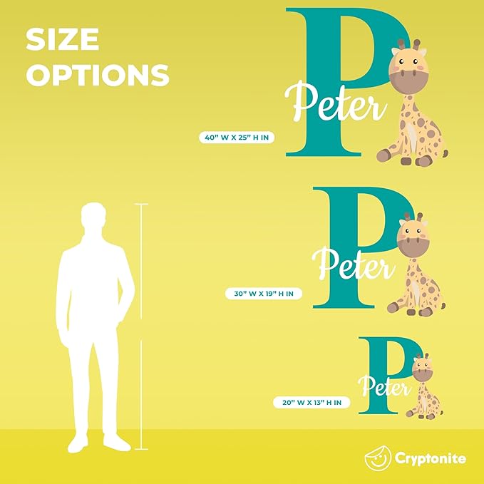 CRYPTONITE Personalized Name Jungle Animals Vinyl Wall Decor I Nursery Wall Decal for Baby Boy & Girl Decoration I Stickers for Kids I Multiple Options for Customization (B. Giraffe)-CubbioJoy