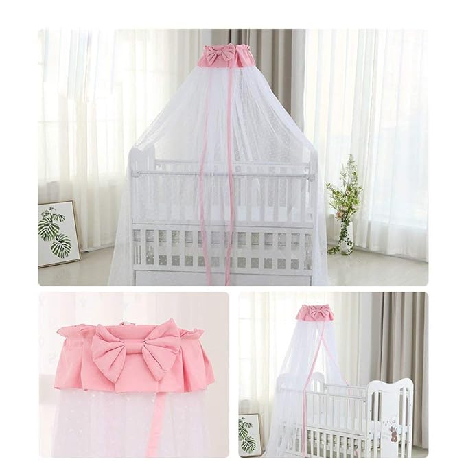CdyBox Breathable Crib Netting Bed Curtains Canopy for Kids Mosquito Net Bedroom Decor (Pink, Mosquito net)-CubbioJoy