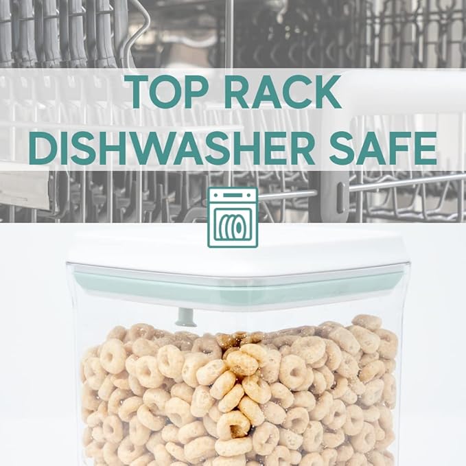 BopTop (4pc Set) Airtight Food Storage Container – Mechanical Silicone Seal Canister - BPA-Free Stackable - 1.3Qt/2.1Qt/2.8Qt/3.5Qt-CubbioJoy