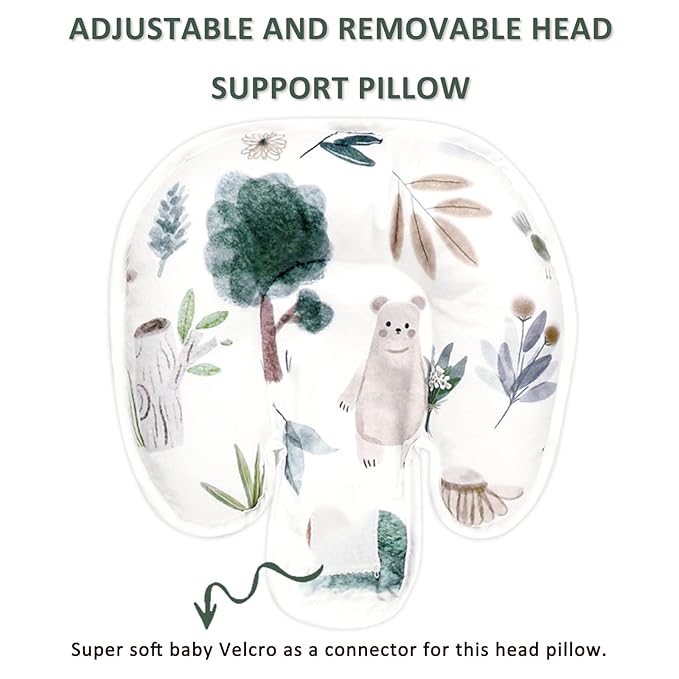 2 in 1 Infant Car Seat Insert, Car Seat Head Support Baby Girls Boys, Soft Newborn Carseat Insert Cushion, Perfect for Carseats, Strollers, Swings (White Animals)-CubbioJoy