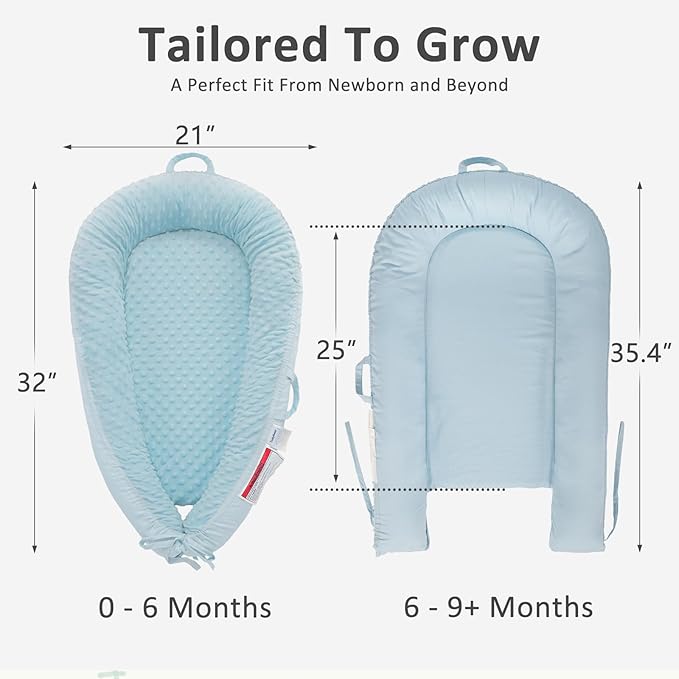 Baby Lounger – Soft & Breathable Newborn Nest for Infants 0-24 Months, Organic Cotton Baby Pillow for Tummy Time, Playtime & Travel, Newborn Babies Essential Gift-CubbioJoy