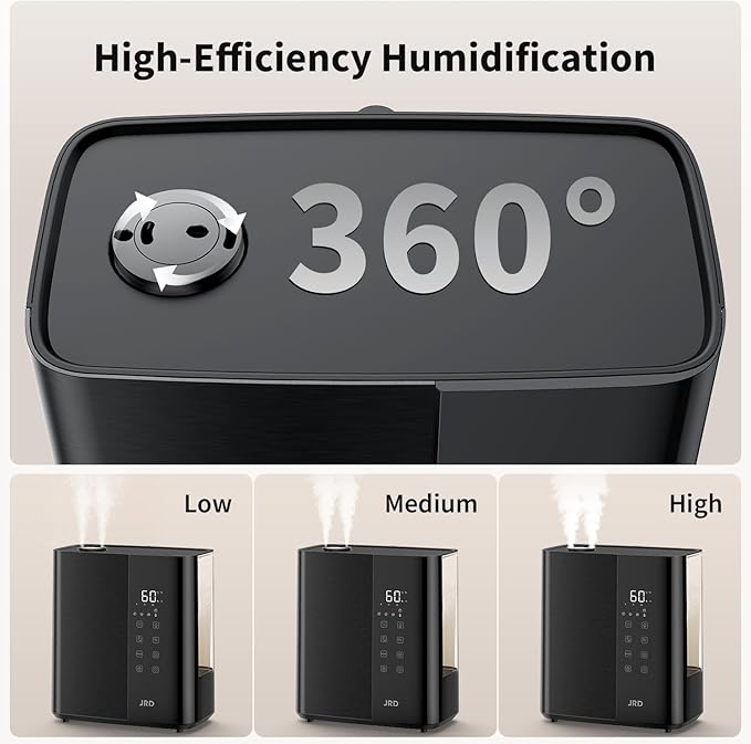 JRD Smart Humidifiers for Bedroom, 5L Warm & Cool Mist Ultrasonic Air Humidifier for Large Room Home Indoor, 50Hrs Quiet Runtime for Baby, Plants, Remote Control, Auto Humidity Sensor, 12H Timer-CubbioJoy