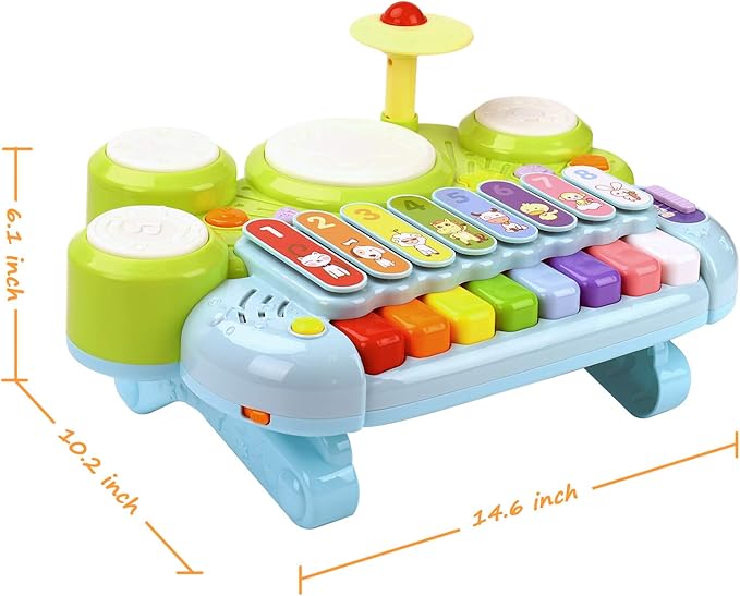 Baby Musical Toys 3 in 1 Piano Keyboard Xylophone Drum Set for 1 Year Old Girls Boys Toys Age 2 Music Instrument Learning Toys Toddlers 1-3 0-2 First Birthday Gift Infant Baby Toys 6 9 12 18 Month-CubbioJoy