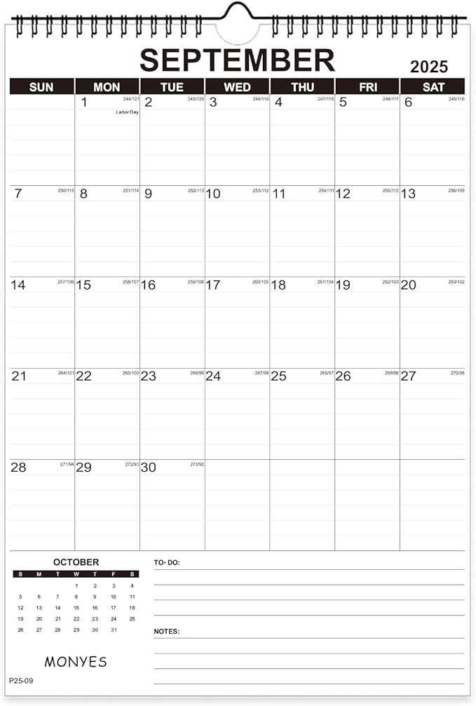 2025-2026 Wall Calendar, 17" x 12" Academic Calendar, Monthly Calendar with Wire Binding & Hanging Hook, Large Wall Calendar, Desk Calendar-CubbioJoy