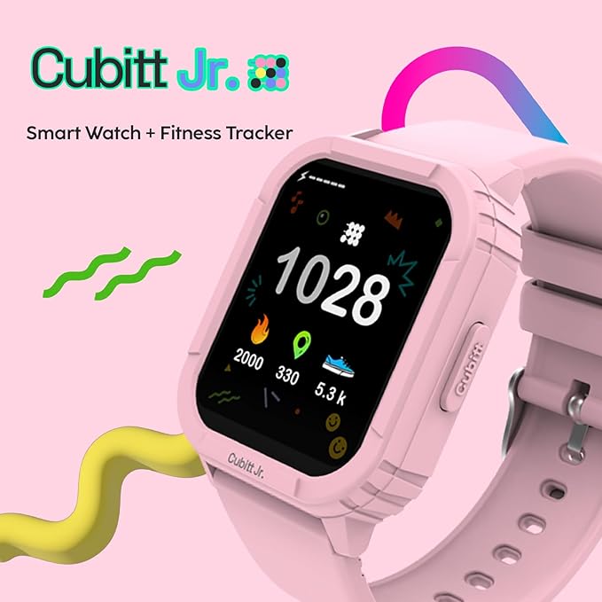 Cubitt Jr Smart Watch Fitness Tracker for Kids and Teens, with Games, Step Counter, Sleep Monitor, Heart Rate Monitor, Activity Tracker, Good Habits Alarms, 1.52" Touch Screen, IP68 Waterproof-CubbioJoy