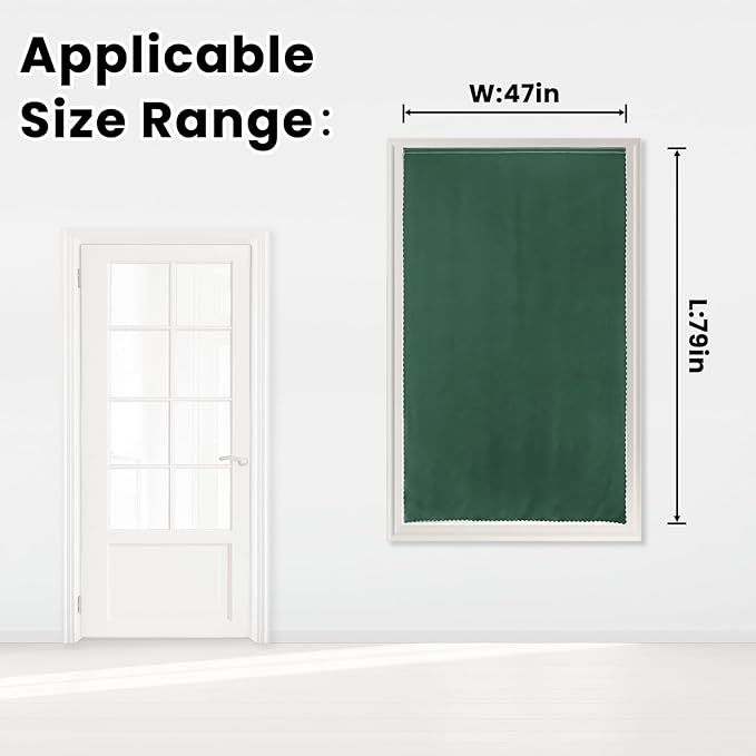 Blackout Curtains for Bedroom Stick On Curtains Window Shades Pull Down Blackout Window Cover No Drillng Self Adhesive Curtains No Rod Small Curtain 47" W X 79" L, Dark Green, 1 Panel-CubbioJoy