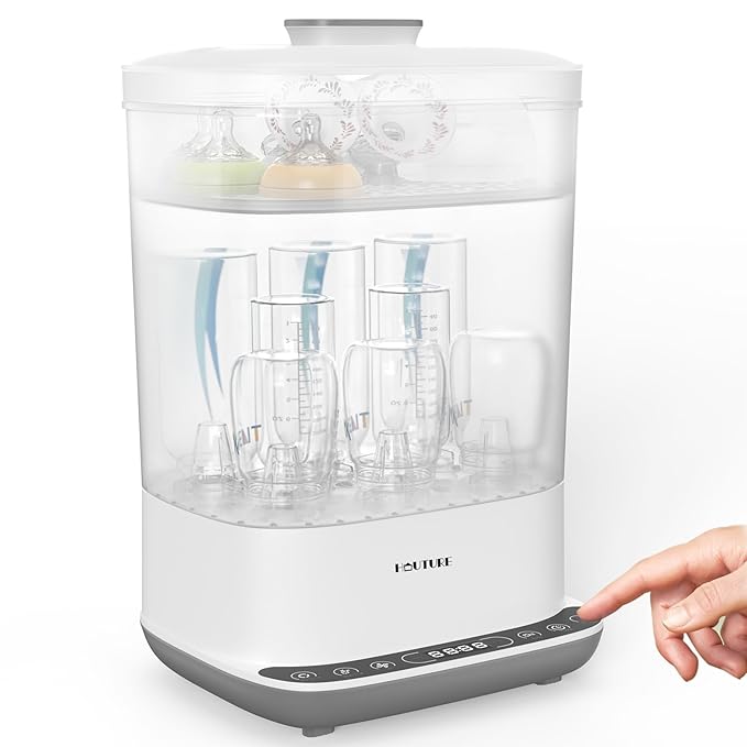 Baby Bottle Sterilizer | Esterilizador de Biberones, 6-in-1 HAUTURE Bottle Sterilizer and Dryer, Electric Steam Bottle Sanitizer for Baby Stuffs, Baby Bottles & Breast Pump Accessories-CubbioJoy