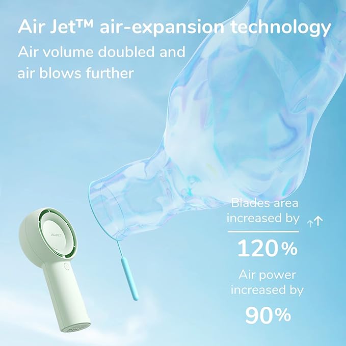 JISULIFE Portable Handheld Turbo Fan [16H Max Cooling Time], 4000mAh USB Rechargeable Personal Battery Operated Lash Small Pocket Fan with 5 Speeds for Travel/Outdoor/Vacation/Concerts - Green-CubbioJoy