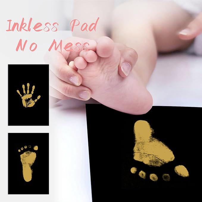 4-Pack Baby Footprint Kits,Inkless Hand and Footprint Kit,Clean Touch Baby Handprints and Footprints Kits,No Mess Ink Pad for Baby Hand and Footprints,Baby Shower Gifts for New Moms-CubbioJoy