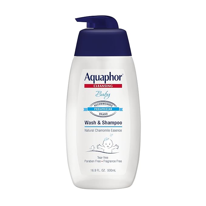 Aquaphor Baby Wash and Shampoo - Mild, Tear-free 2-in-1 Solution for Baby’s Sensitive Skin - 16.9 fl. oz. Pump-CubbioJoy