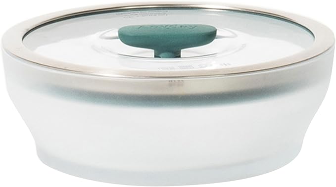 Anyday 4-Cup Microwave Cookware & Glass Container with Glass Lid, Plastic-Free Shallow Food Storage | Stackable Airtight Steamer with Vented Lid for Microwave-Safe Reheating, Steaming Vegetables-CubbioJoy