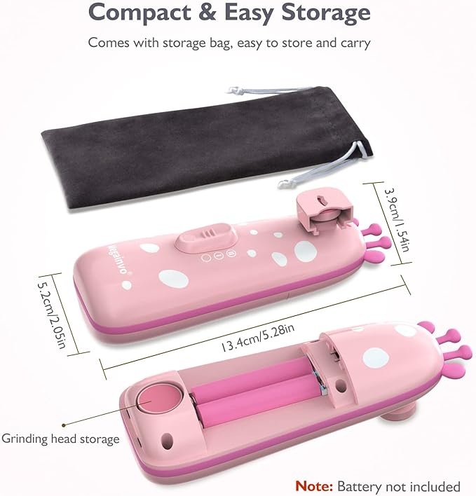 Baby Nail Trimmer Electric Baby Nail File Safe Baby Nail Clippers with Light 10 Grinding Heads Queit Baby Nail Polish Grooming Kit for Newborn Infant Toddler Toes Fingernails Care, Pink-CubbioJoy