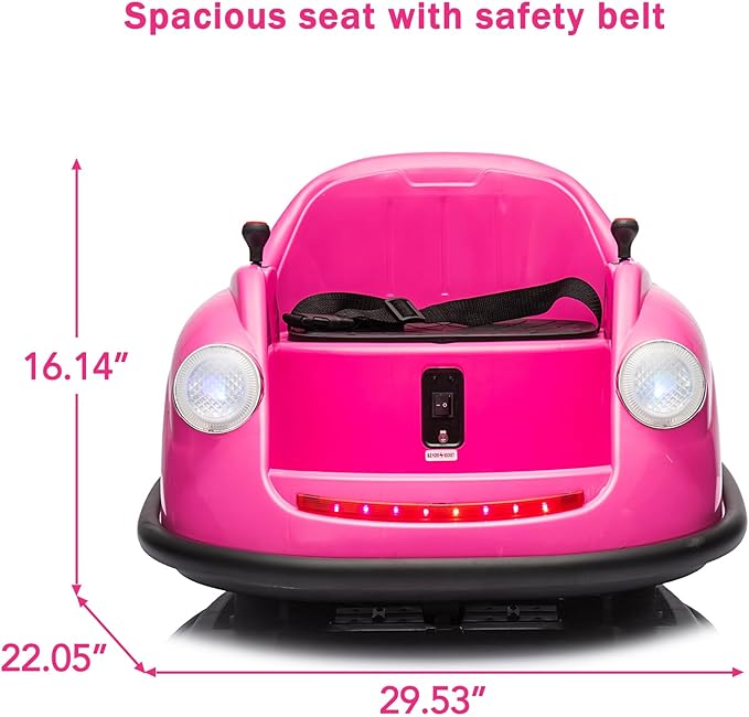 12V Bumper Car for Toddlers, Electric Toy Ride on Battery Car with Kids W/Parent Remote Control, 2-Speed, 360 Degree Spin, Music & LED Lights for Kids, Pink-CubbioJoy