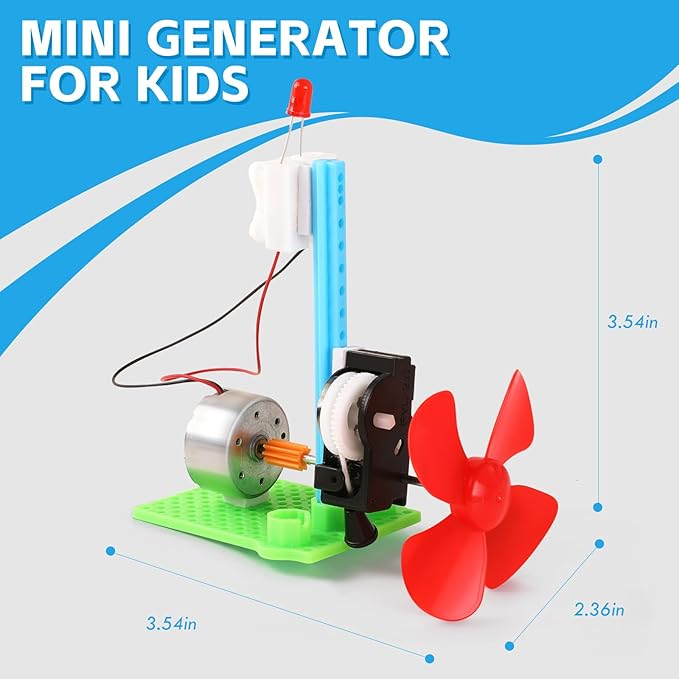 5 Bulk STEM Generator Kits for Kids, DC Motor Science Experiments, Engineering Building Projects Activities STEAM Toys, Class Educational Learning Classroom Activity, Free Energy Hand Generators Kit-CubbioJoy