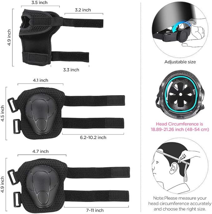 DaCool Kids Bike Helmet Set Skateboard Knee Pads - Kids Helmet Elbow Pads Wrist Guards Adjustable for 3~10yrs Girl Boy Kids Protective Gear Set for Sport Cycling Bike Roller Skating Scooter-CubbioJoy