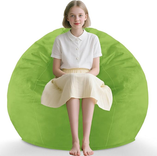 2FT Bean Bag Chair, Comfy Bean Bag Chairs with Memory Foam Filled, Fluffy Beanbag Sofa with Dutch Velvet Cover, Teardrop BeanBag Chairs for Living Room, Playroom - Lime-CubbioJoy