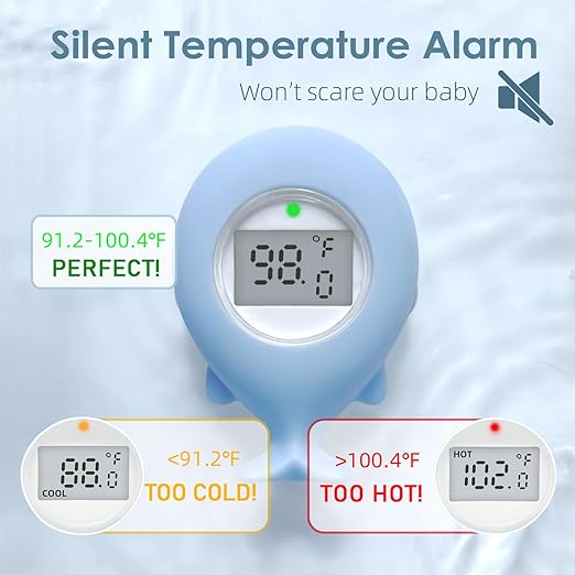 Baby Bath Tub Thermometer for Infant, Bathtub Water Temperature Room Thermometer, Safety Floating Bathing Toy, Newborn Essentials, Gifts for Moms Infant - New Upgraded Waterproof-CubbioJoy