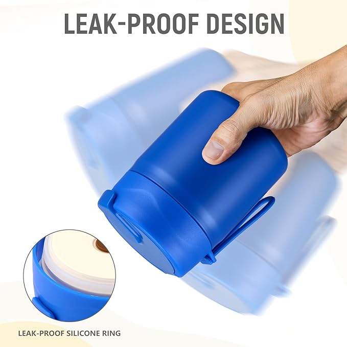 17oz Soup Thermo for Hot Food Kids Insulated Vacuum Food Jar with Stainless Steel Spoon Wide Mouth Thermo Leakproof Lunch Food Container Kids Hot Lunch Box (Blue)-CubbioJoy