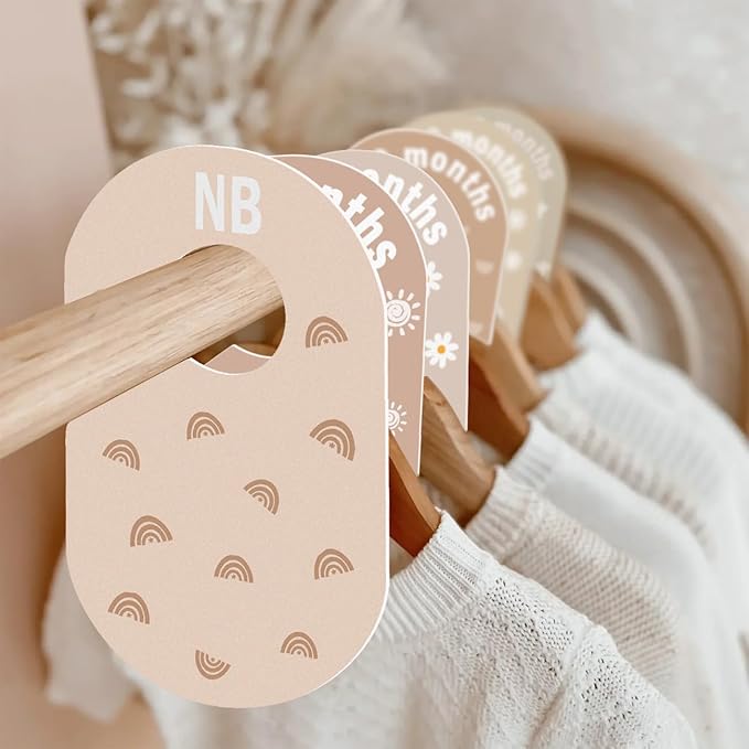 Baby Closet Divider, Baby Wardrobe Organizer, Double-Sided Minimalist Cute Design, Nursery Decor Clothes Hanger Dividers for Sorting 8 Sizes from Newborn to 12+ Months-CubbioJoy