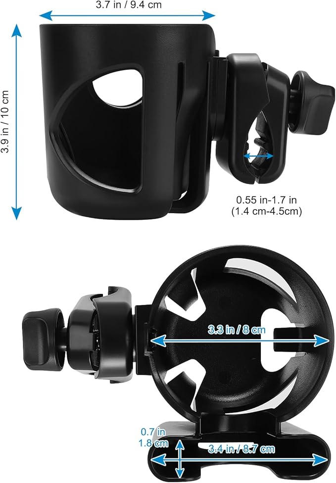 Accmor Universal Cup Holder with Hook, Stroller Cup Holder with Phone Holder, 360° Rotatable Large Caliber Designed Bottle Holder for Stroller, Bike, Wheelchair, Walker, Scooter-CubbioJoy