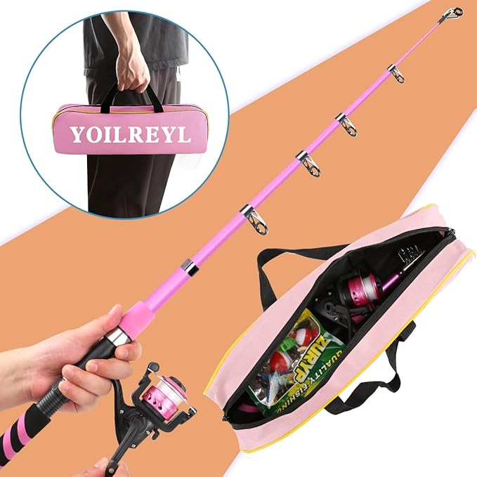 Collapsible Telescopic Fishing Rod and Reel Combo Push Button Small Fishing Pole Kit Beginner Youth Boys Fishing Starter Set Tackle-CubbioJoy
