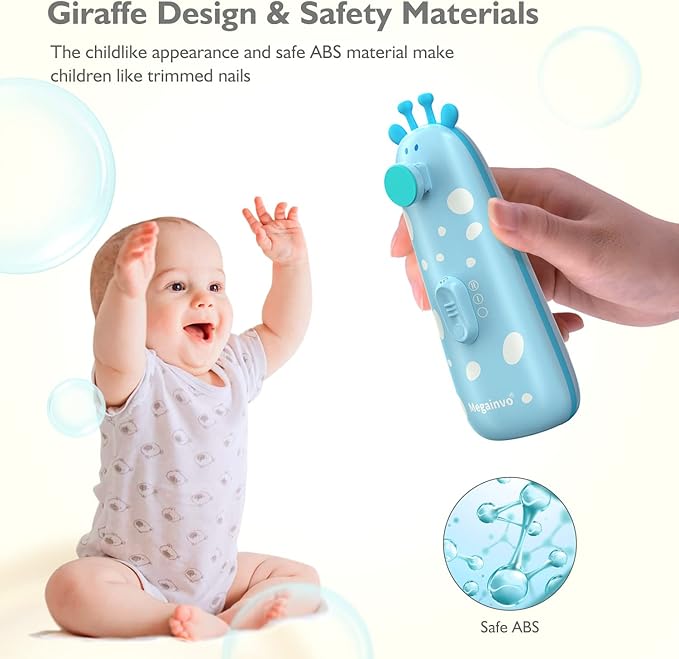 Baby Nail Trimmer Electric Baby Nail File Safe Baby Nail Clippers with Light 10 Grinding Heads Queit Baby Nail Polish Grooming Kit for Newborn Infant Toddler Toes Fingernails Care - Blue-CubbioJoy