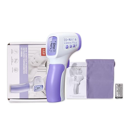 CEM DT-8806 Digital Thermometer for Adults and Kids, No Touch Forehead Thermometer for Baby, 2 in 1 Body Surface Mode Infrared Thermometer with Fever Alarm and Instant Accuracy Readings, Purple-CubbioJoy