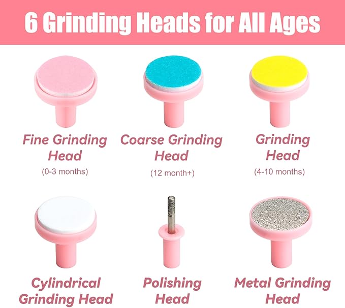 Baby Nail Trimmer Electric-6 in 1 Baby Nail File Clippers Infant Grooming Kit Manicure Set for Toddler or Adults, Pink-CubbioJoy