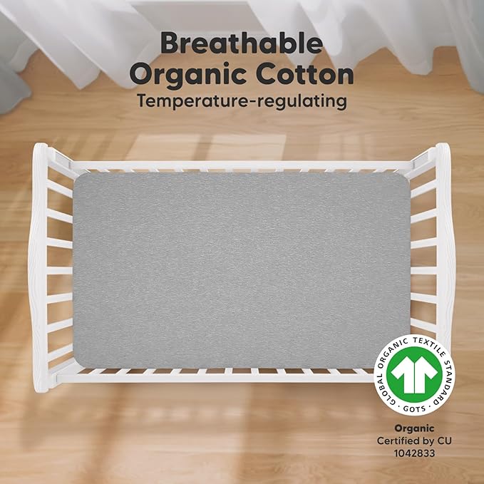 KeaBabies 2-Pack Organic Crib Sheets for Boys, Girls - 52x28 Fitted Crib Mattress Sheet Neutral, Breathable Jersey Cotton Cover for Baby Bed, Toddler Mattress, Soft & Cute Prints (Storm)-CubbioJoy