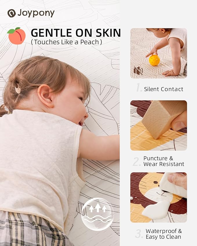 Baby Play Mat 71x79 Inch, 2 in 1 Fabric & XPE Dual-Sided Design Foldable Play Mats for Babies and Toddlers, Waterproof & Anti-Slip Baby Mat for Floor, Portable Baby Foam Crawling Mat with Travel Bag-CubbioJoy