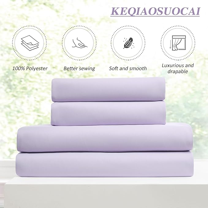 KEQIAOSUOCAI Lilac Blackout Curtain Drapes Pleated with Hooks,Thermal Insulated Solid Drapes Light Blocking Window Treatment for Bedroom Living Room(Lavender, 2 Panels, W40 x L102)-CubbioJoy