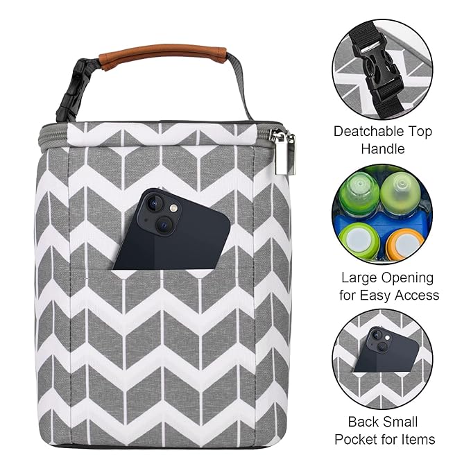 BreastMilk Cooler Bag with Ice Pack Fits 4 Baby Bottles Up to 9 Ounce, Large Baby Bottle Bag Fits for Nursing Mom Daycare-CubbioJoy