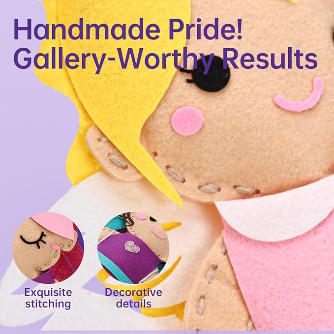 Cymbana Princess Felt Craft Kit for Girls Beginner Sewing Kit, Arts and Crafts for Kids Ages 8-12 Make Your Own Fashion Designer Kits-CubbioJoy