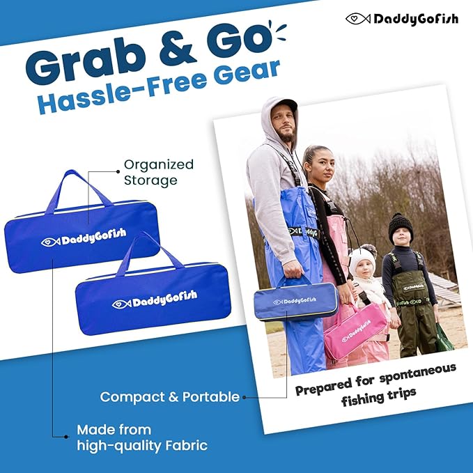 DaddyGoFish Kids Fishing Pole - Rod Reel Combo Tackle Box Starter Set - First Year Small Gear Kit for Boys Girls Toddler Youth Age Beginner Little Children-CubbioJoy