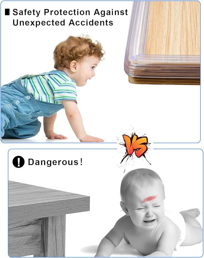 Baby Proofing,32.8ft(10M) Silicone Soft Corner Protectors with Pre-Taped Strong Adhesive, Edge Protectors for Sharp Corners of Cabinets, Tables-CubbioJoy