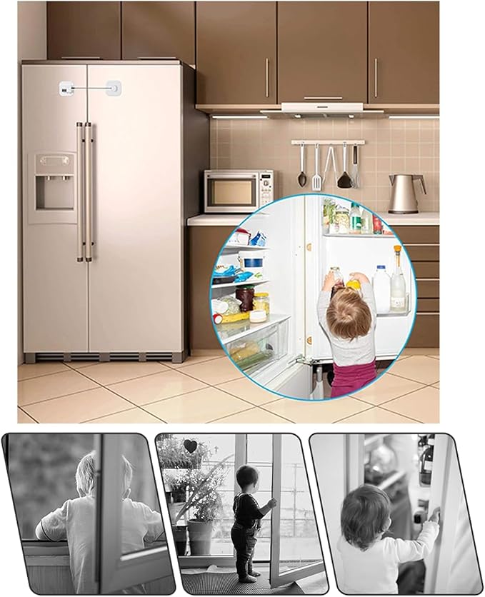 Child Safety Cabinet Locks,Drawer Locks with Combination Closet Lock,Fridge Lock,Child Proof Refrigerator Lock,Child Lock(Black 4Pcs)-CubbioJoy