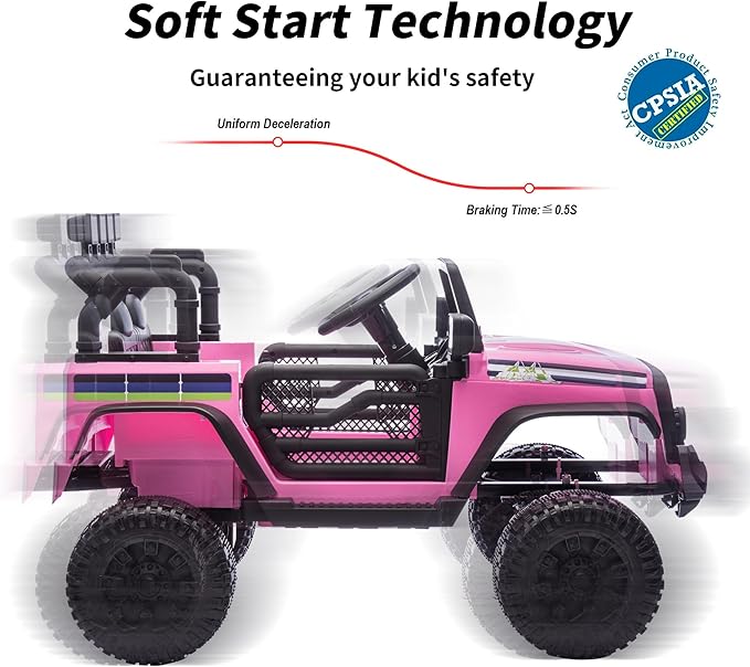 24V Kids Ride on Car, Kids Electric Vehicles Car Ride on Toy Truck for Toddlers w/Remote Control, 400W Motor - Light Pink-CubbioJoy