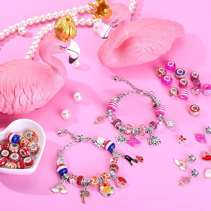 AIPRIDY 150 Pieces Charm Bracelet Making Kit,Unicorn Mermaid Crafts Gifts Set Can Inspires Imagination and Creativity,Jewelry Making Kit Perfect Gifts for Girls 5-12 Years Old (150 Pieces)-CubbioJoy