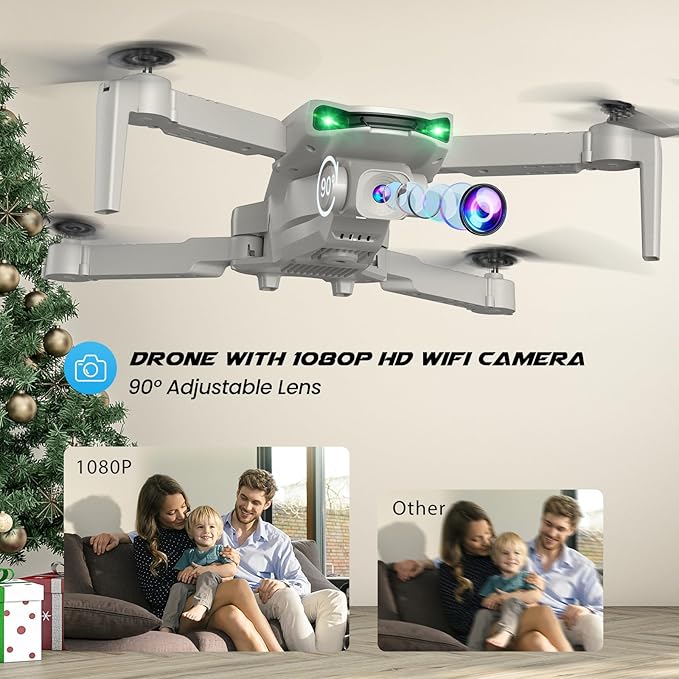 Drone With Camera 1080P for Kids And Adults, RC Quadcopter with Altitude Hold, Mini Drone With One Key Start, Waypoint Fly, Headless Mode, 3D Flip, 3 Speeds, Remote Control Drone for Beginners-CubbioJoy