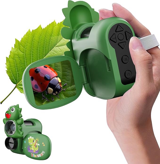 1600X Handheld Microscope for Kids 2" IPS Screen Kit Mini Pocket Digital Microscopes STEM Science with Slides Photo Video Rechargeable Portable Scope Gift for Ages 6-12 (Green)-CubbioJoy