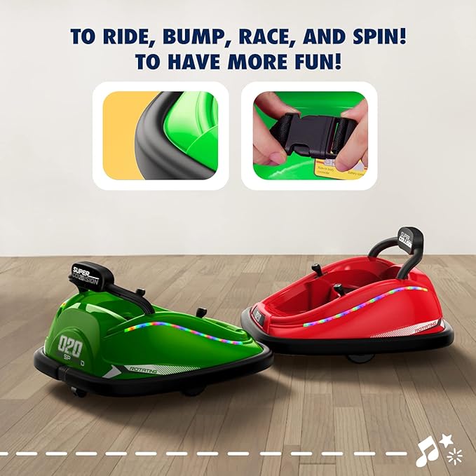Bumper Car, 12V Electric Kids-Bumper Car Ride Toys with Remote and Music Function, Perfect Kids Gifts Baby for Toddlers 1-6 for Birthday-CubbioJoy